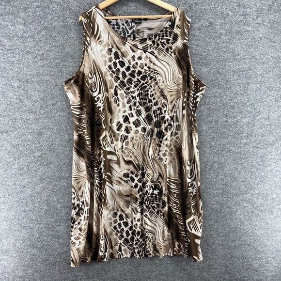 Style Dresses & Skirts - Effortless Style Dress Women 3X Plus Brown Animal Print Sheath Midi Sleeveless